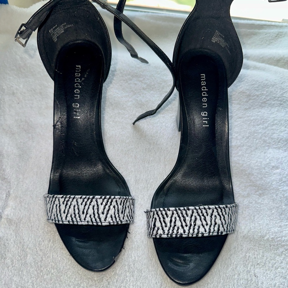Madden Girl Black and White Patterned Heels
